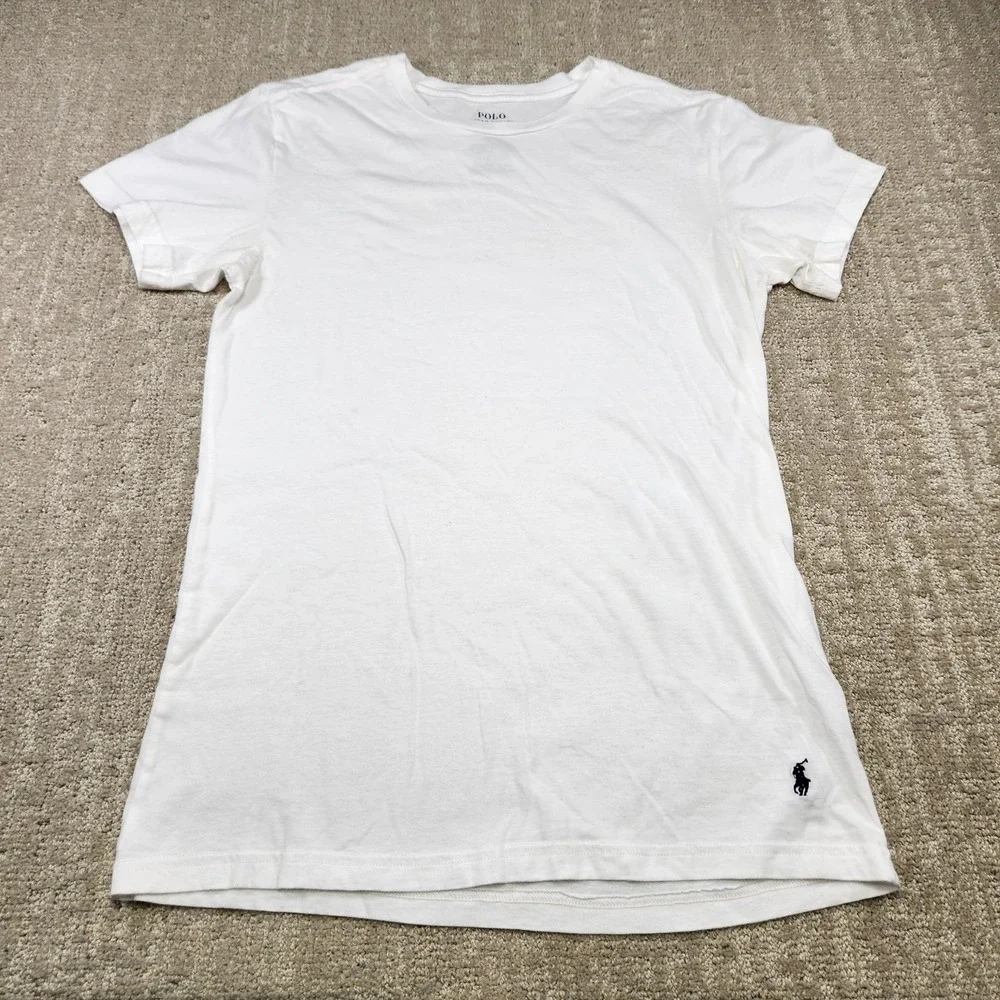 Polo Ralph Lauren Shirt Men Medium Slim Fit White Tee Pony Logo Cotton NEW